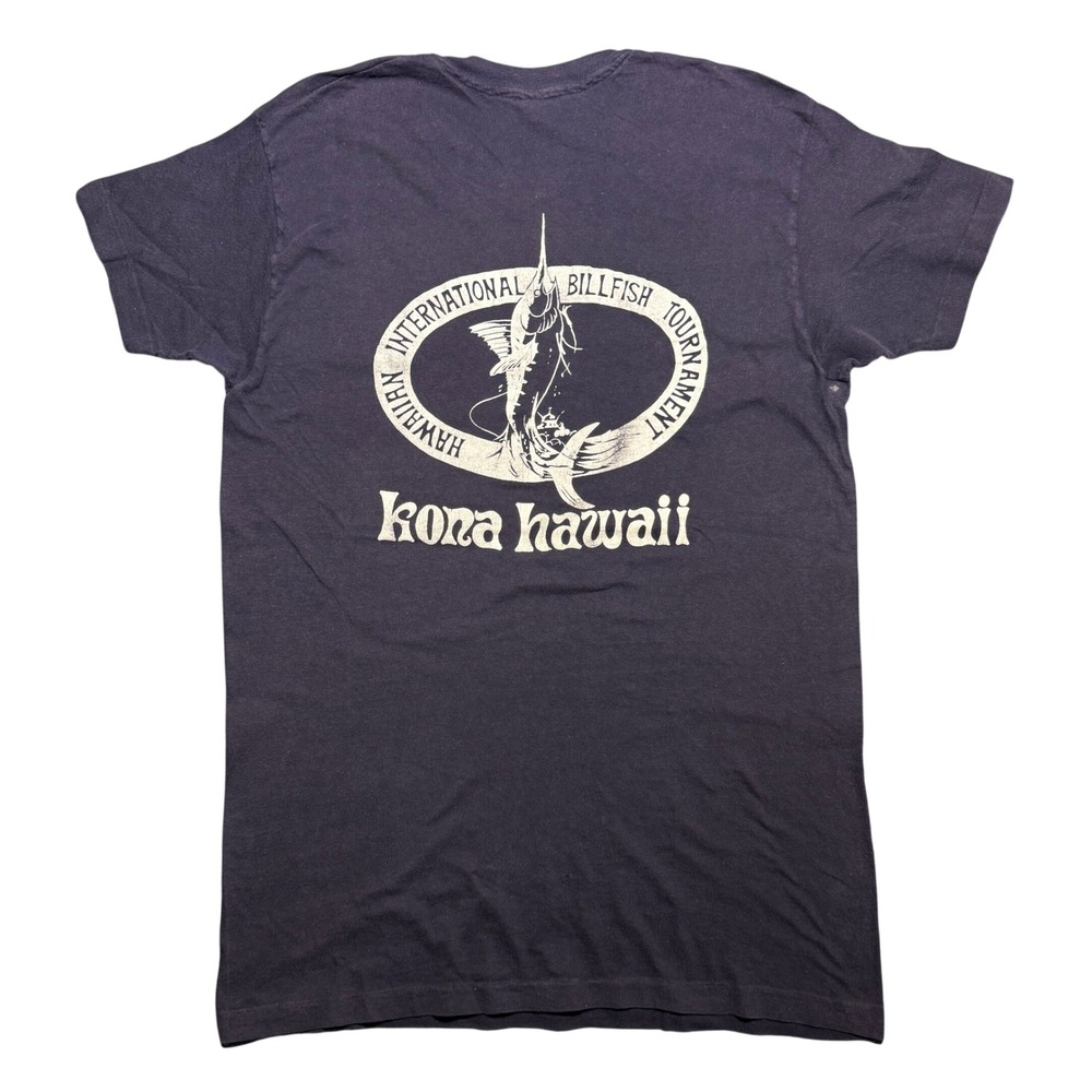 Vintage 60s 70s Kona Hawaii Billfish Tournament T-Shirt Marlin Large Fishing